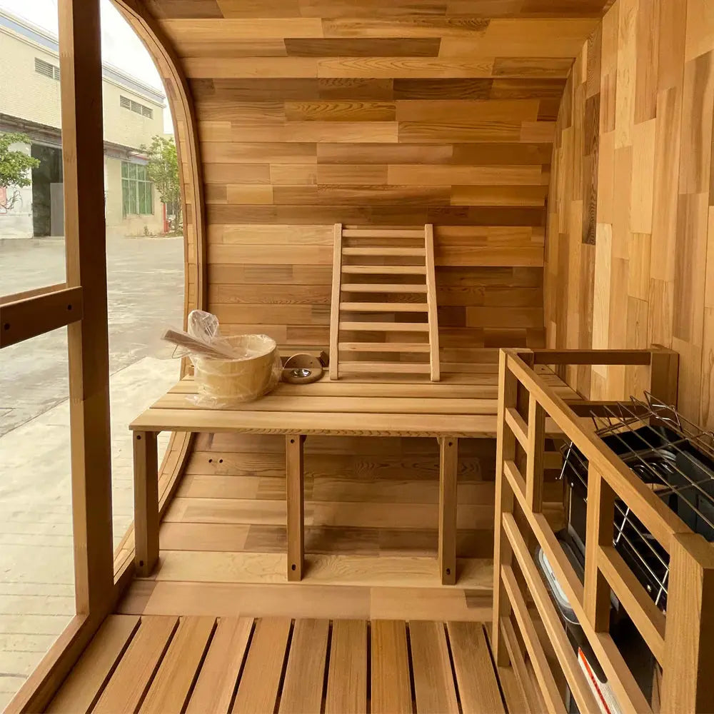 
                  
                    Outdoor Oval Cedar Barrel Sauna
                  
                