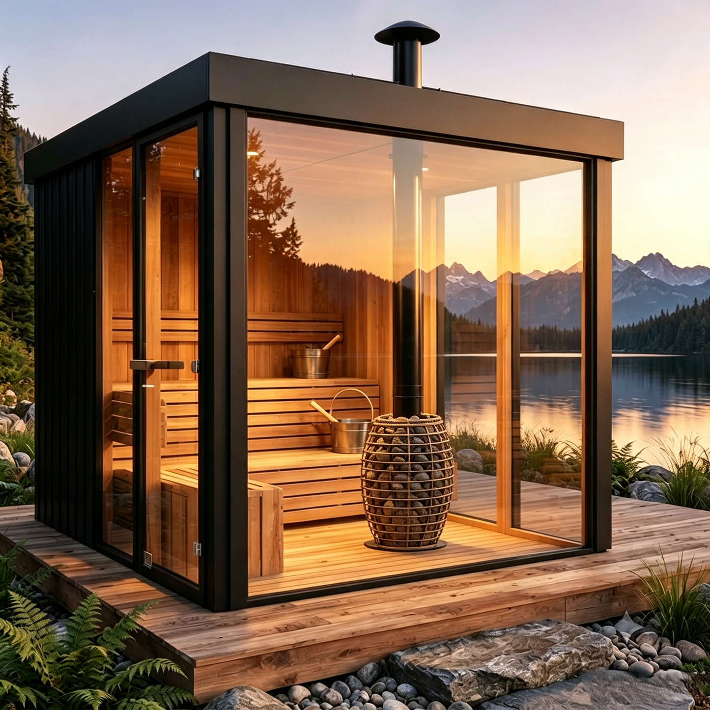 
                  
                    Outdoor Square Panoramic Glass Sauna - Square 12
                  
                
