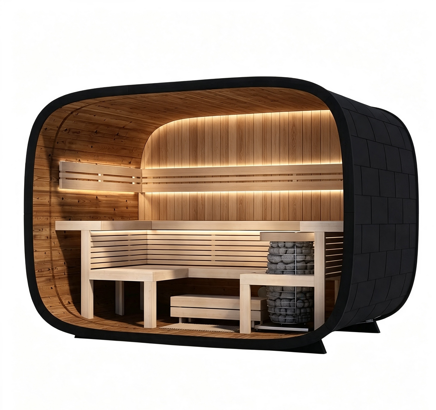 
                  
                    Modern Curved Oval Outdoor Sauna - Outdoor 15
                  
                