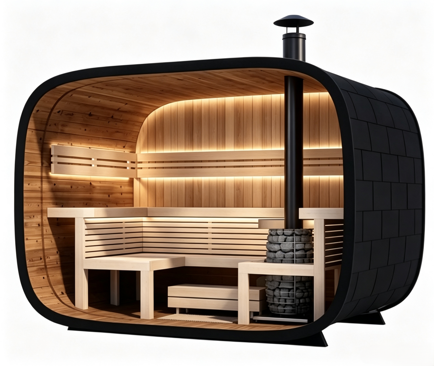 
                  
                    Modern Curved Oval Outdoor Sauna - Outdoor 15
                  
                