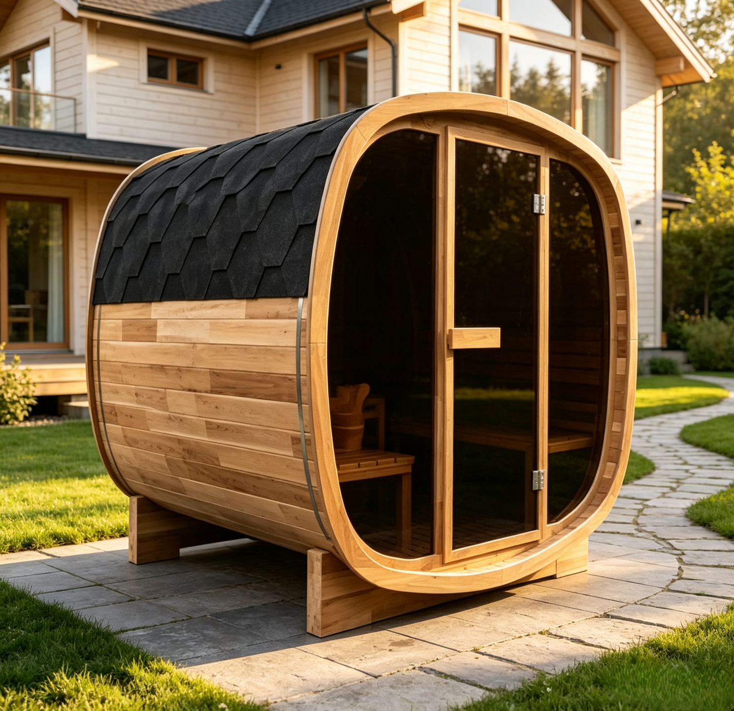 
                  
                    Outdoor Oval Cedar Barrel Sauna
                  
                