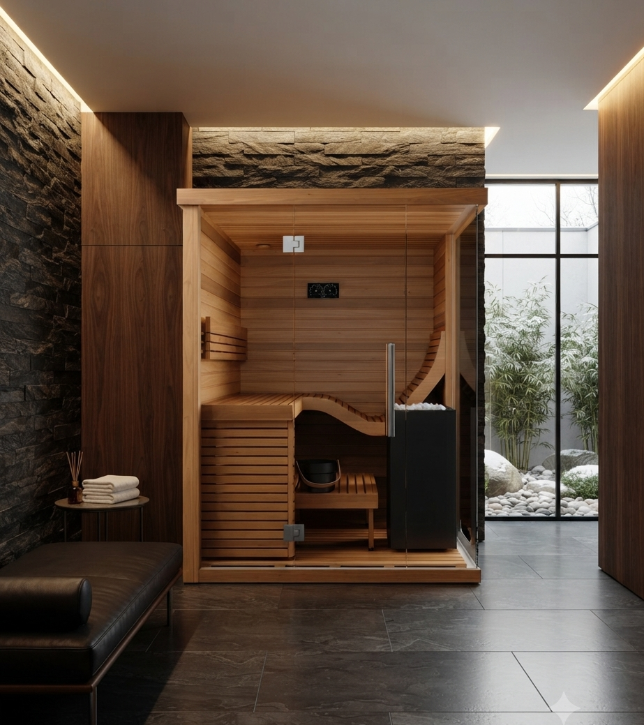 
                  
                    Traditional sauna with glass front panel - Indoor 12
                  
                