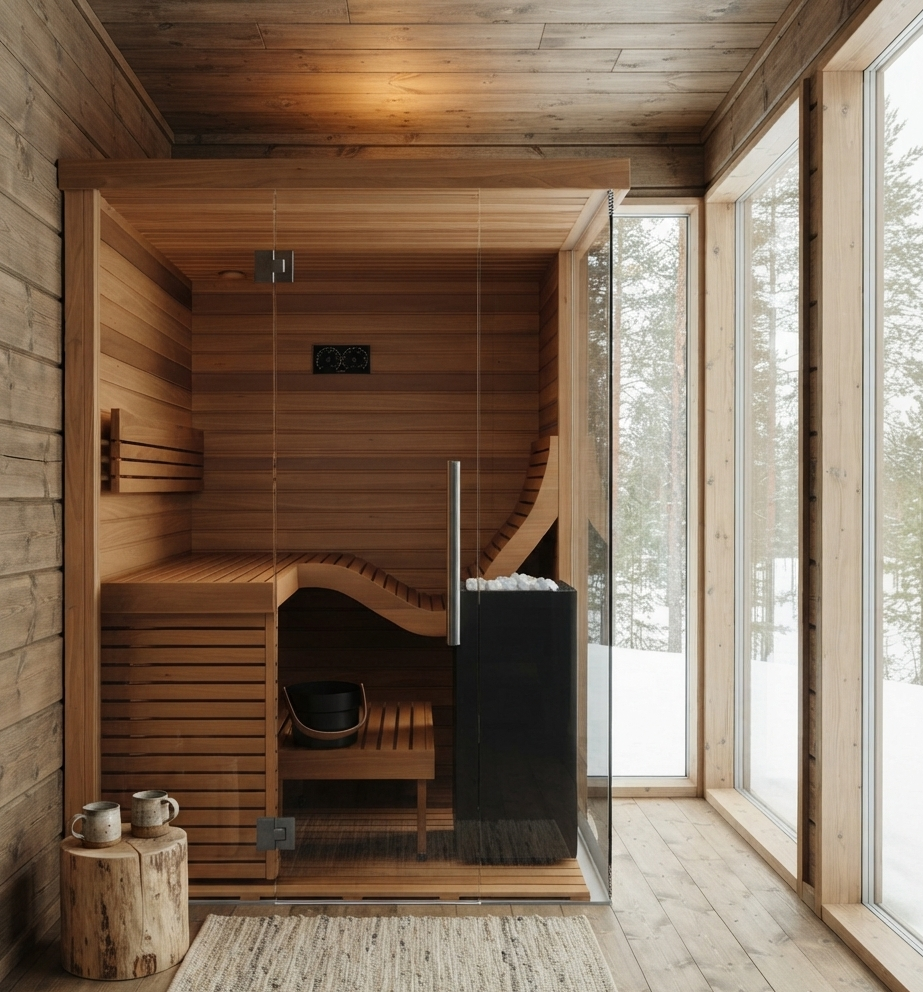 
                  
                    Traditional sauna with glass front panel - Indoor 12
                  
                