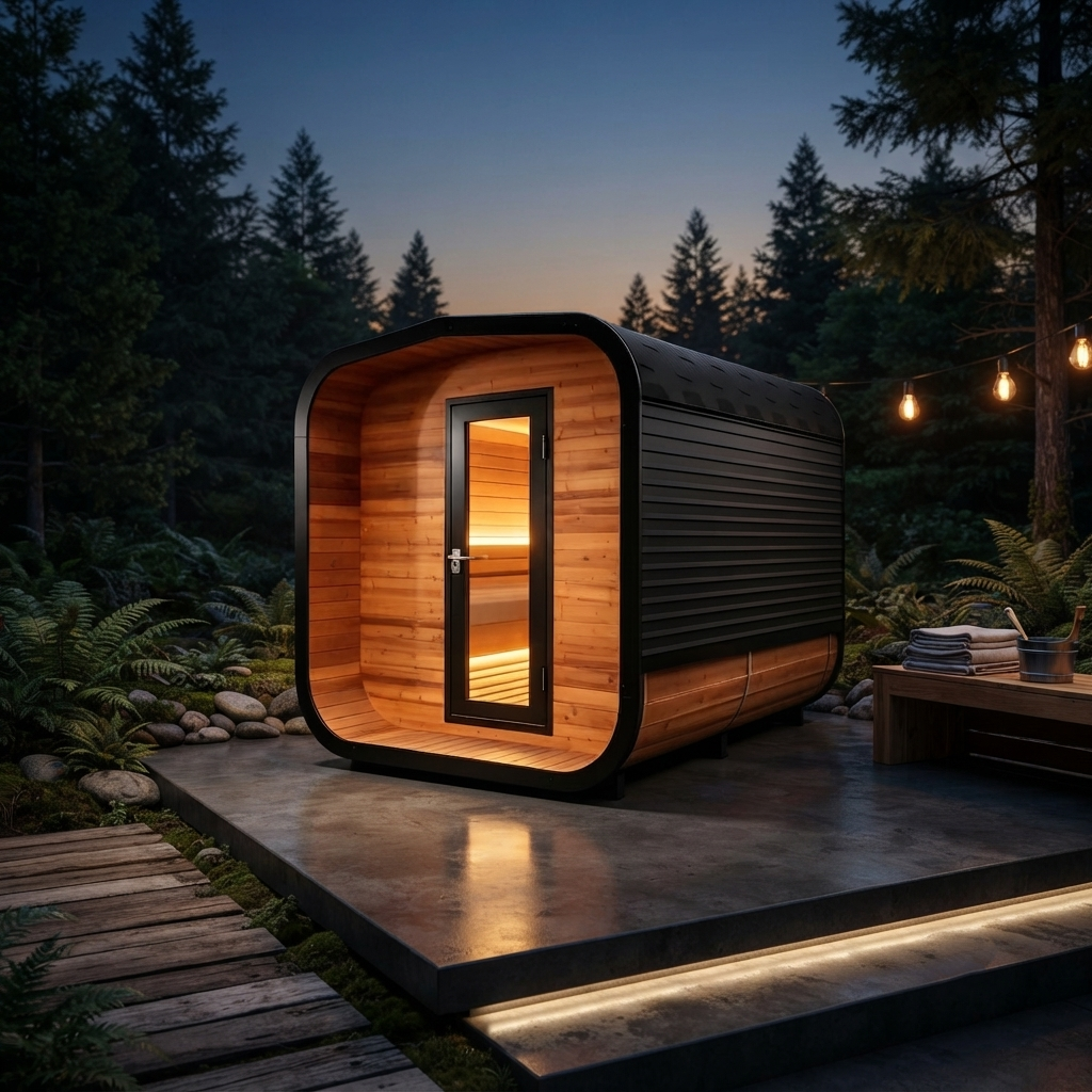 
                  
                    Modern Rounded Cube Outdoor Sauna - Outdoor 13
                  
                