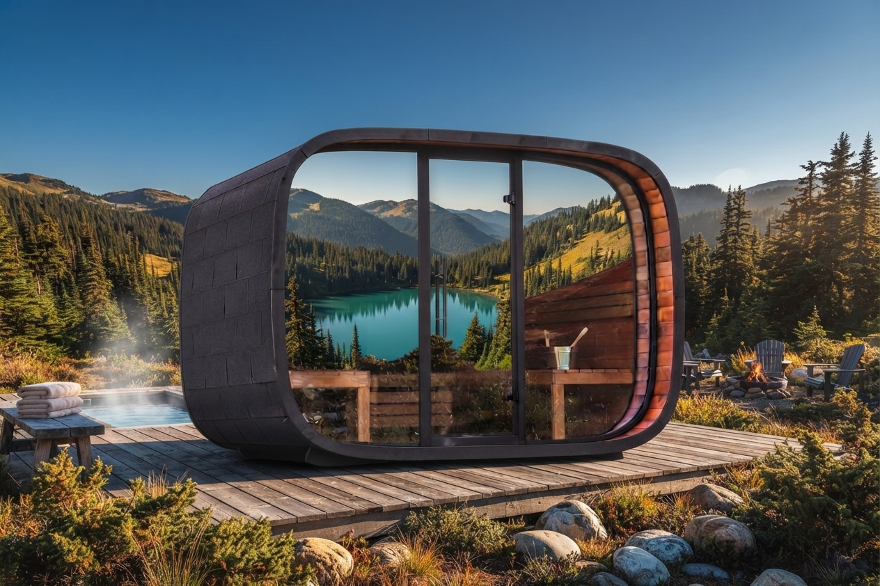 
                  
                    Modern Curved Oval Outdoor Sauna - Outdoor 15
                  
                
