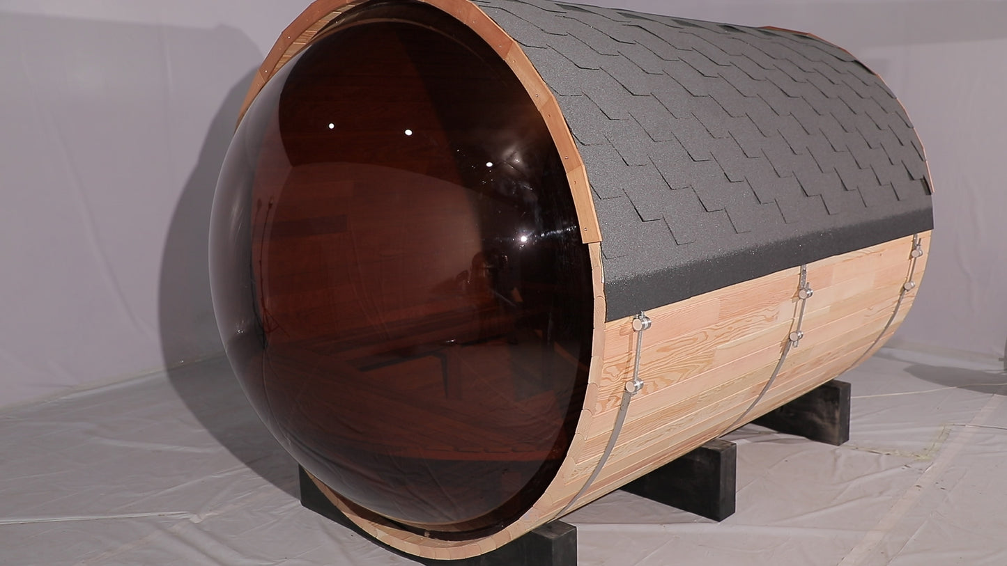 
                  
                    Load and play video in Gallery viewer, Heal Outdoor Barrel Sauna With Panoramic View Window - Barrel 2
                  
                
