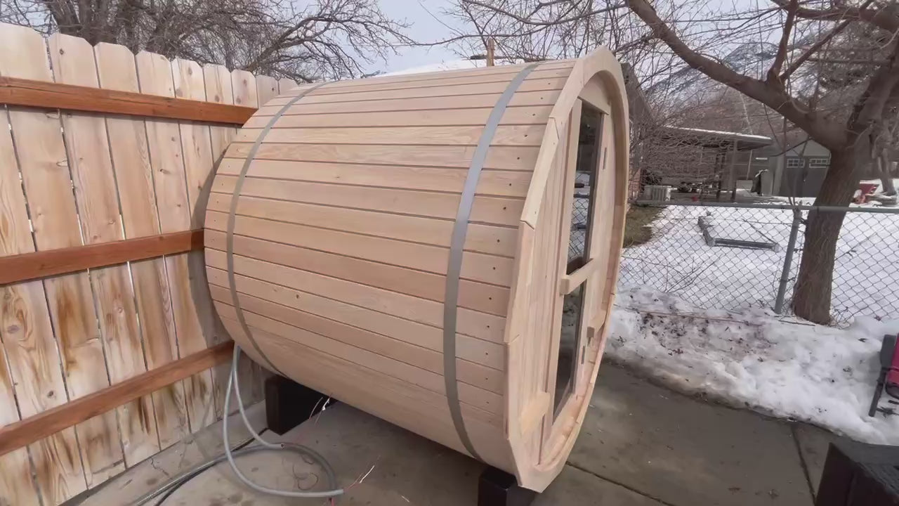 
                  
                    Load and play video in Gallery viewer, Heal Premium Outdoor Wooden Barrel Sauna Kit - Barrel 3
                  
                